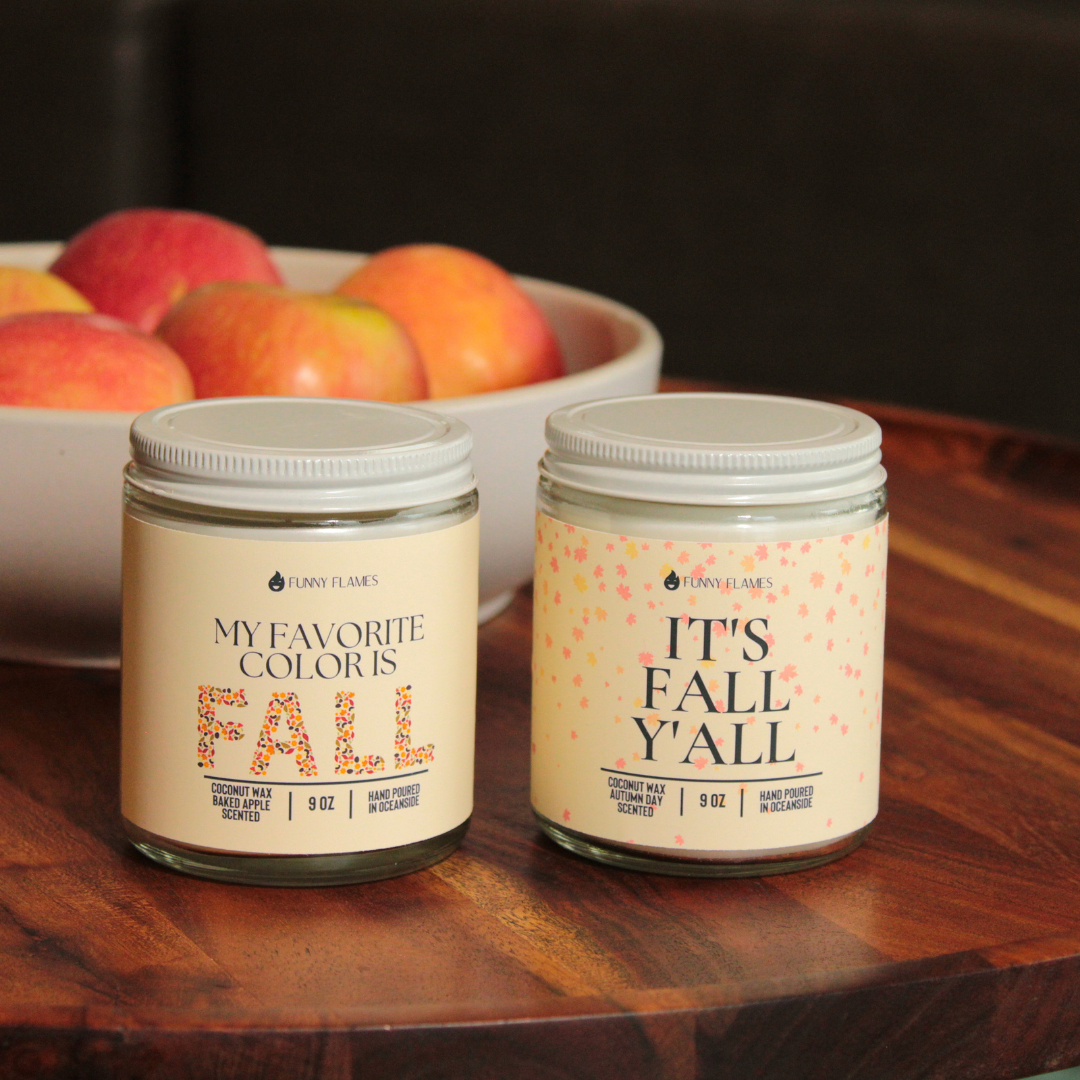 “My Favorite Color is Fall” Candle – Baked Apple Scented Autumn Décor