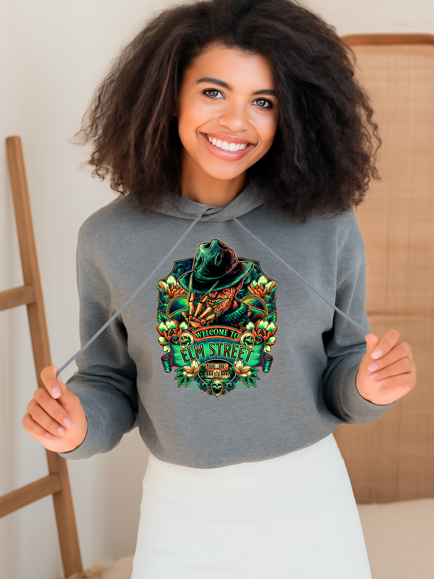 “Welcome to Elm Street” Crewneck, Sweatshirt & Tee – Spooky Season Essentials