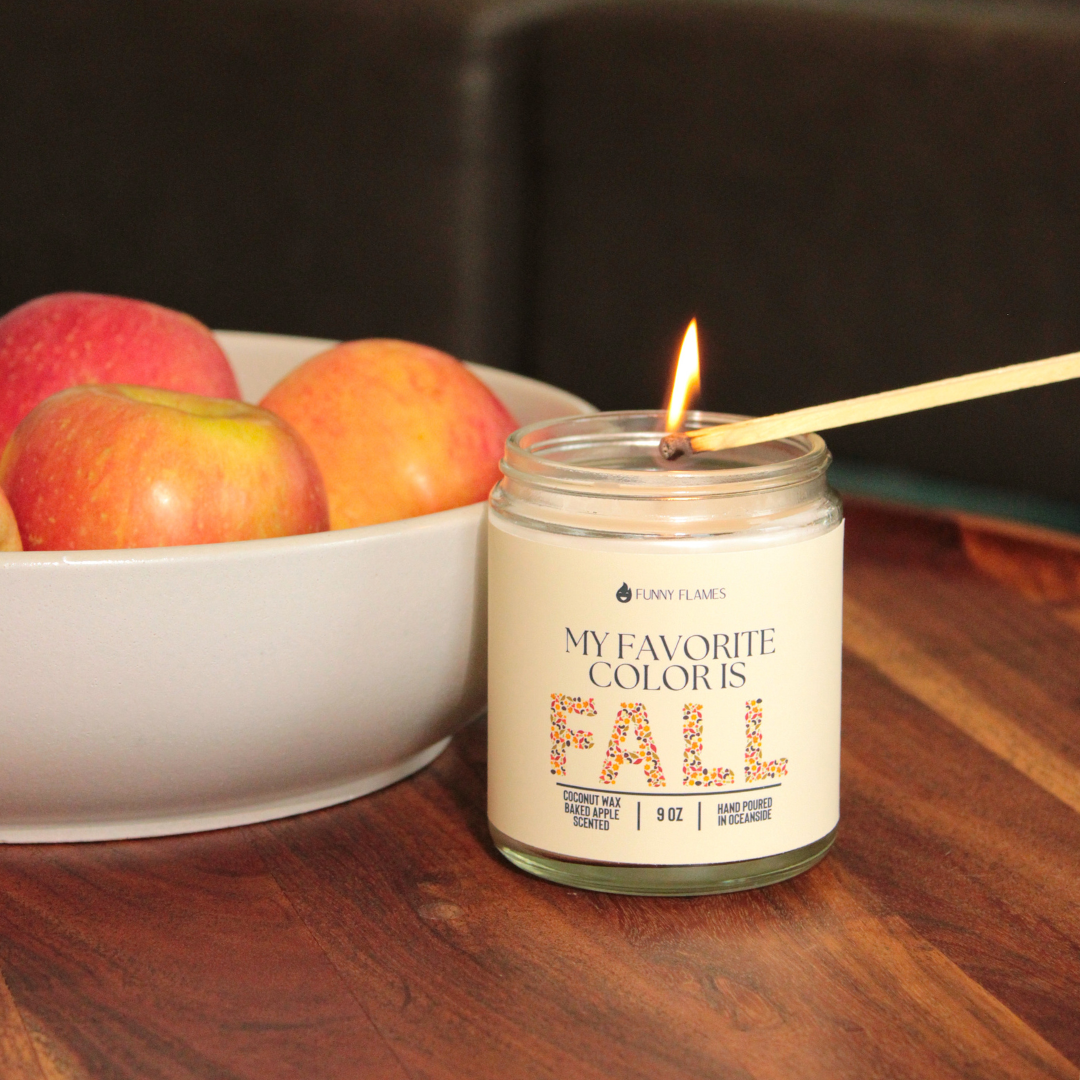 “My Favorite Color is Fall” Candle – Baked Apple Scented Autumn Décor