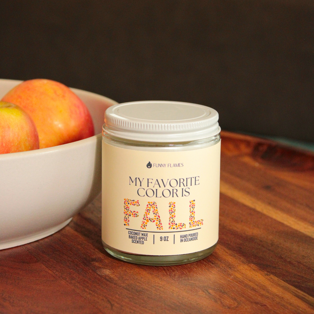 “My Favorite Color is Fall” Candle – Baked Apple Scented Autumn Décor