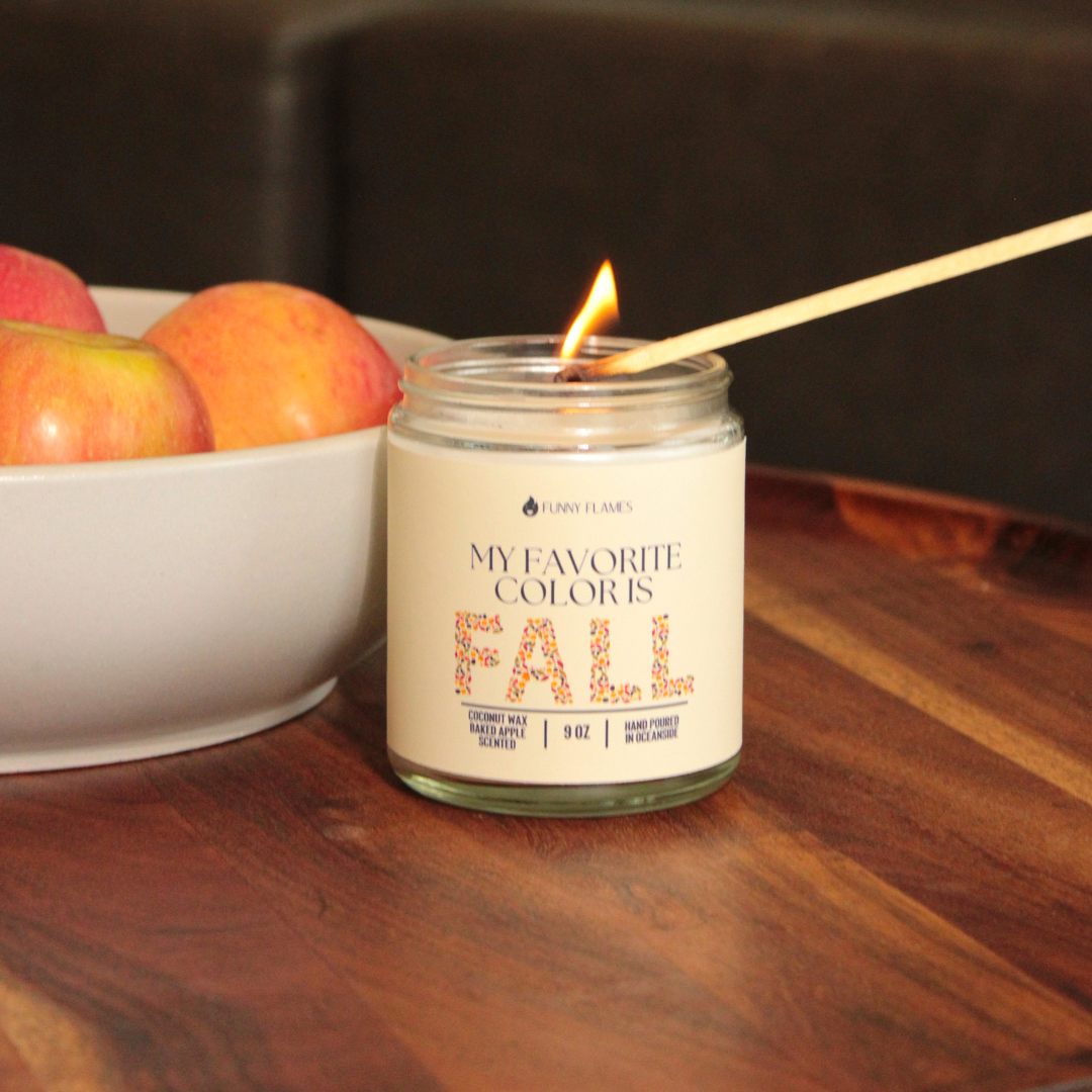 “My Favorite Color is Fall” Candle – Baked Apple Scented Autumn Décor