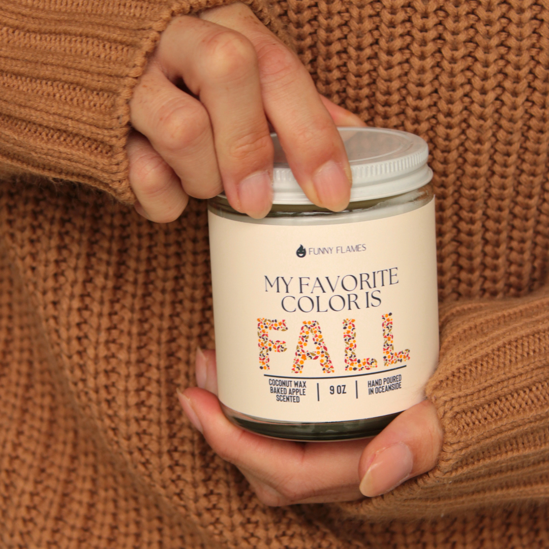 “My Favorite Color is Fall” Candle – Baked Apple Scented Autumn Décor