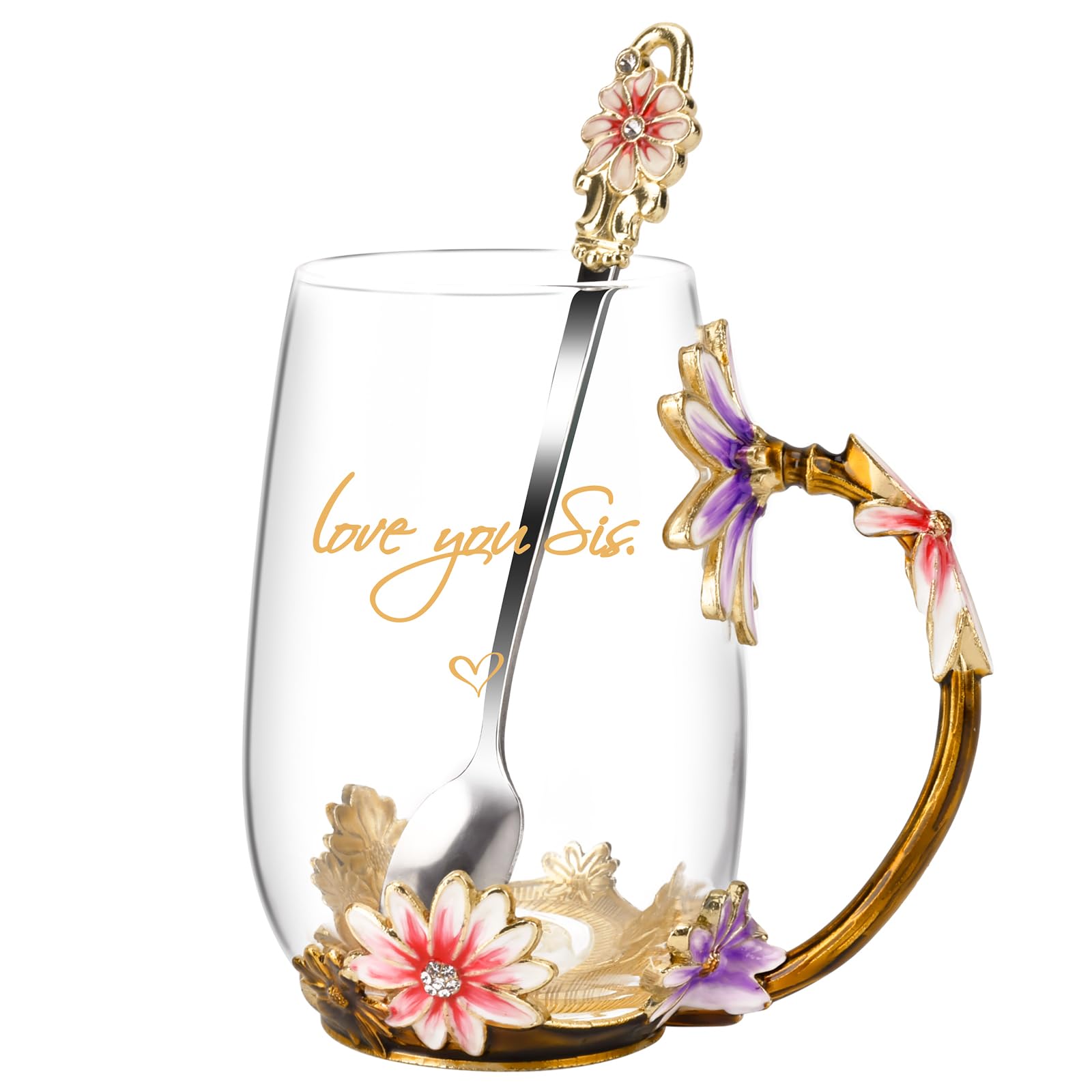 OEAGO Gifts for Mom Women Stocking Stuffers for Women Christmas Glass Coffee Enamels Mug Valentines Gifts for Her Girlfriend Wife Best Birthday Valentine's Mothers Day from Daughter Son Tea Cup