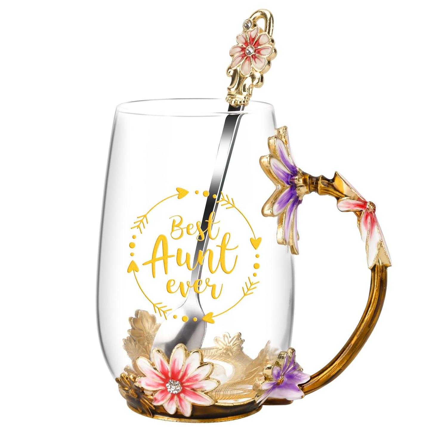 OEAGO Gifts for Mom Women Stocking Stuffers for Women Christmas Glass Coffee Enamels Mug Valentines Gifts for Her Girlfriend Wife Best Birthday Valentine's Mothers Day from Daughter Son Tea Cup