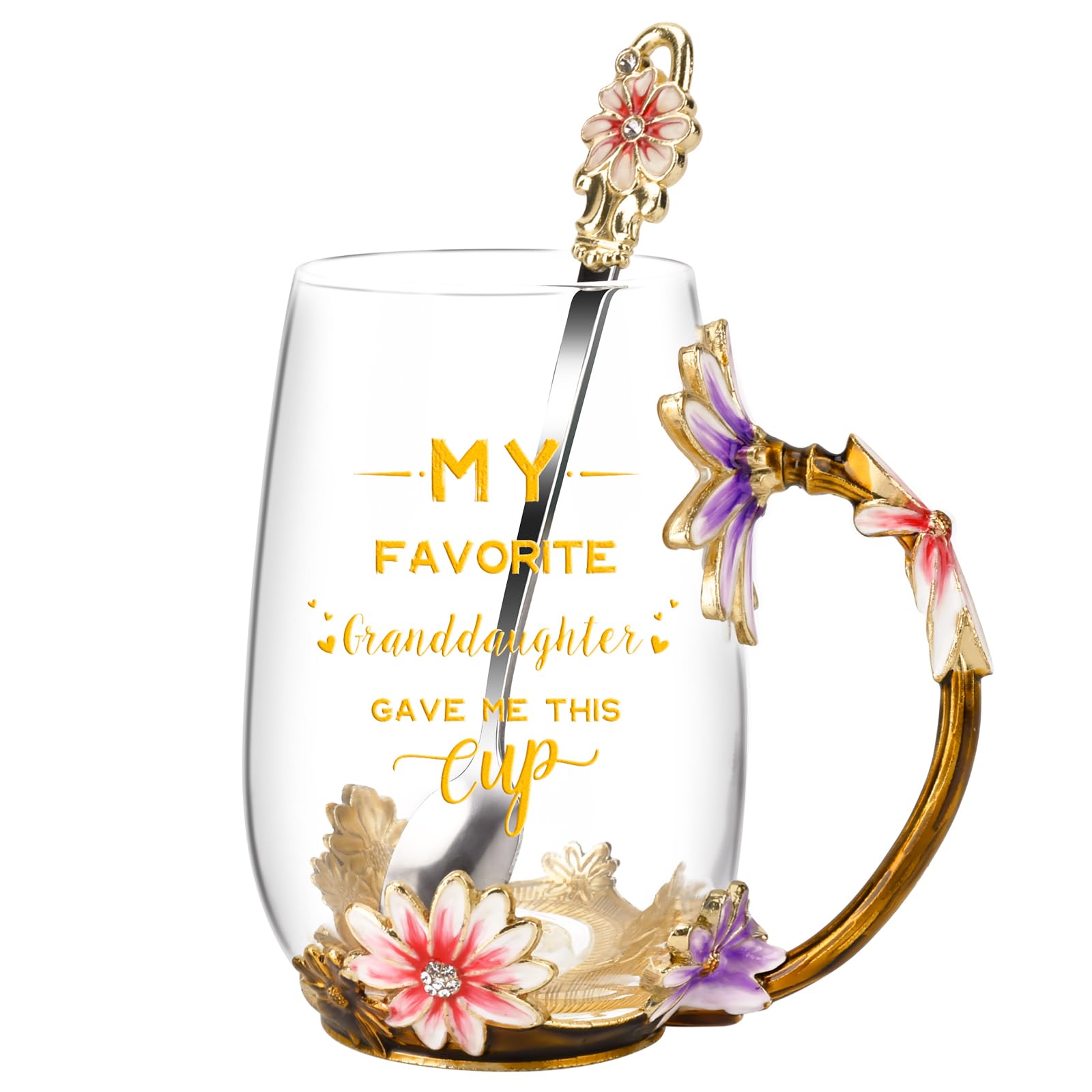 OEAGO Gifts for Mom Women Stocking Stuffers for Women Christmas Glass Coffee Enamels Mug Valentines Gifts for Her Girlfriend Wife Best Birthday Valentine's Mothers Day from Daughter Son Tea Cup