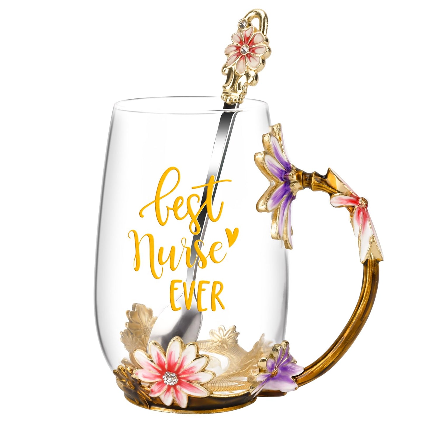 OEAGO Gifts for Mom Women Stocking Stuffers for Women Christmas Glass Coffee Enamels Mug Valentines Gifts for Her Girlfriend Wife Best Birthday Valentine's Mothers Day from Daughter Son Tea Cup