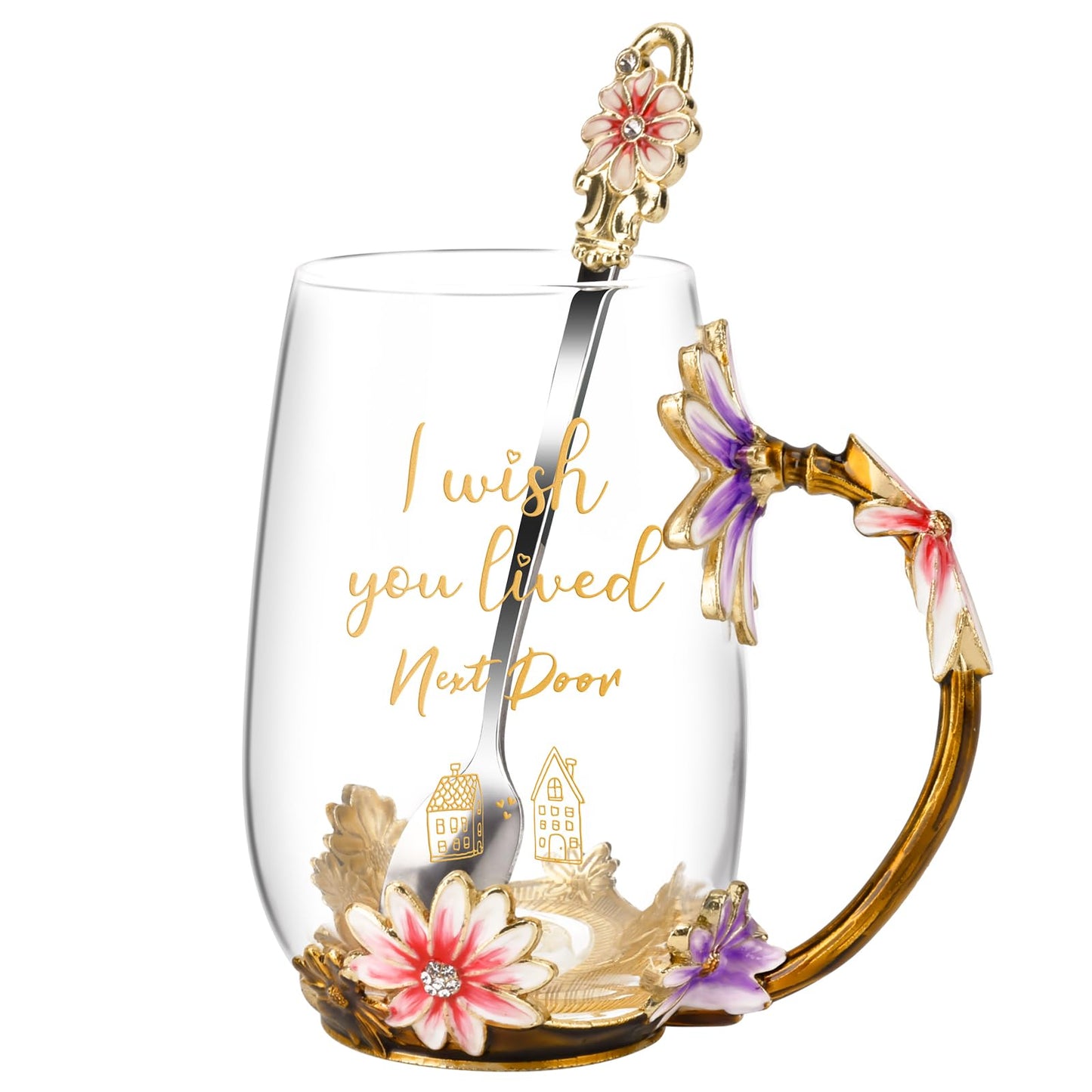OEAGO Gifts for Mom Women Stocking Stuffers for Women Christmas Glass Coffee Enamels Mug Valentines Gifts for Her Girlfriend Wife Best Birthday Valentine's Mothers Day from Daughter Son Tea Cup