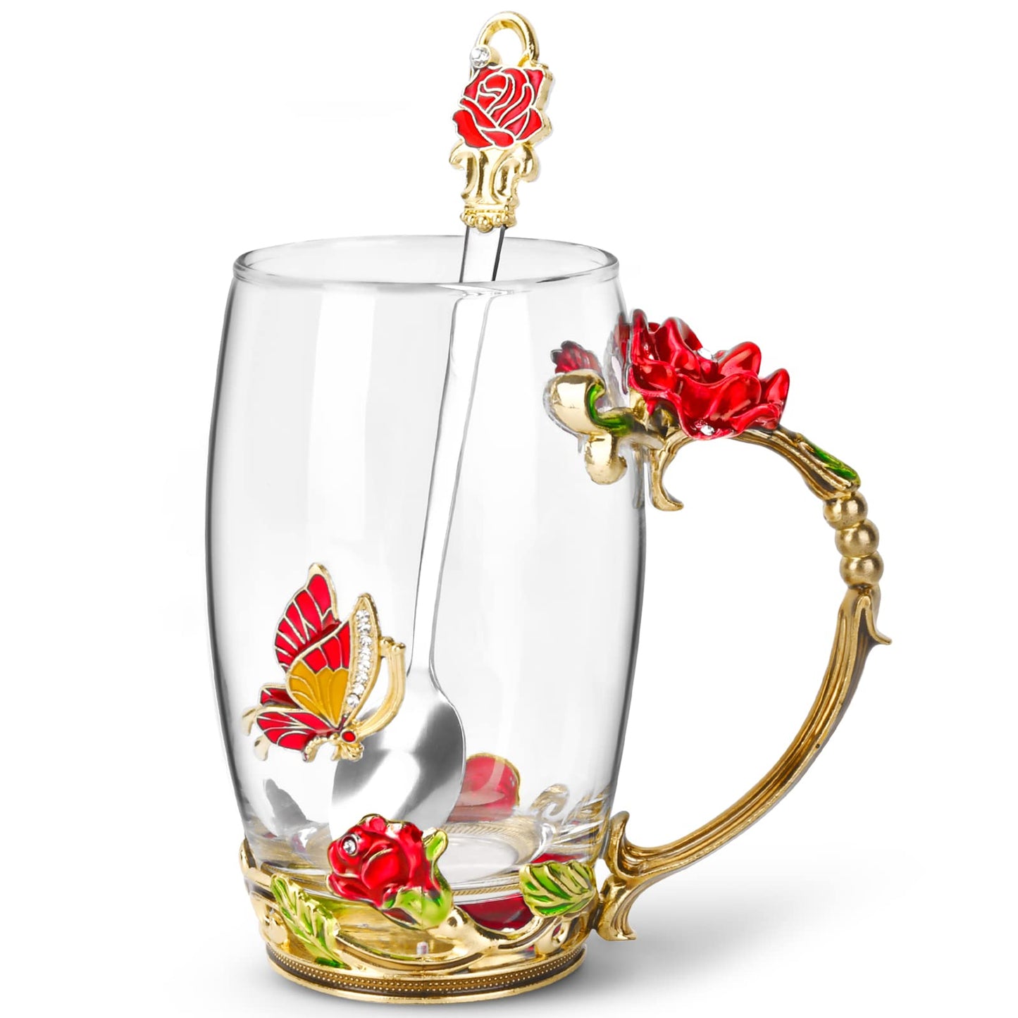 OEAGO Gifts for Mom Women Stocking Stuffers for Women Christmas Glass Coffee Enamels Mug Valentines Gifts for Her Girlfriend Wife Best Birthday Valentine's Mothers Day from Daughter Son Tea Cup