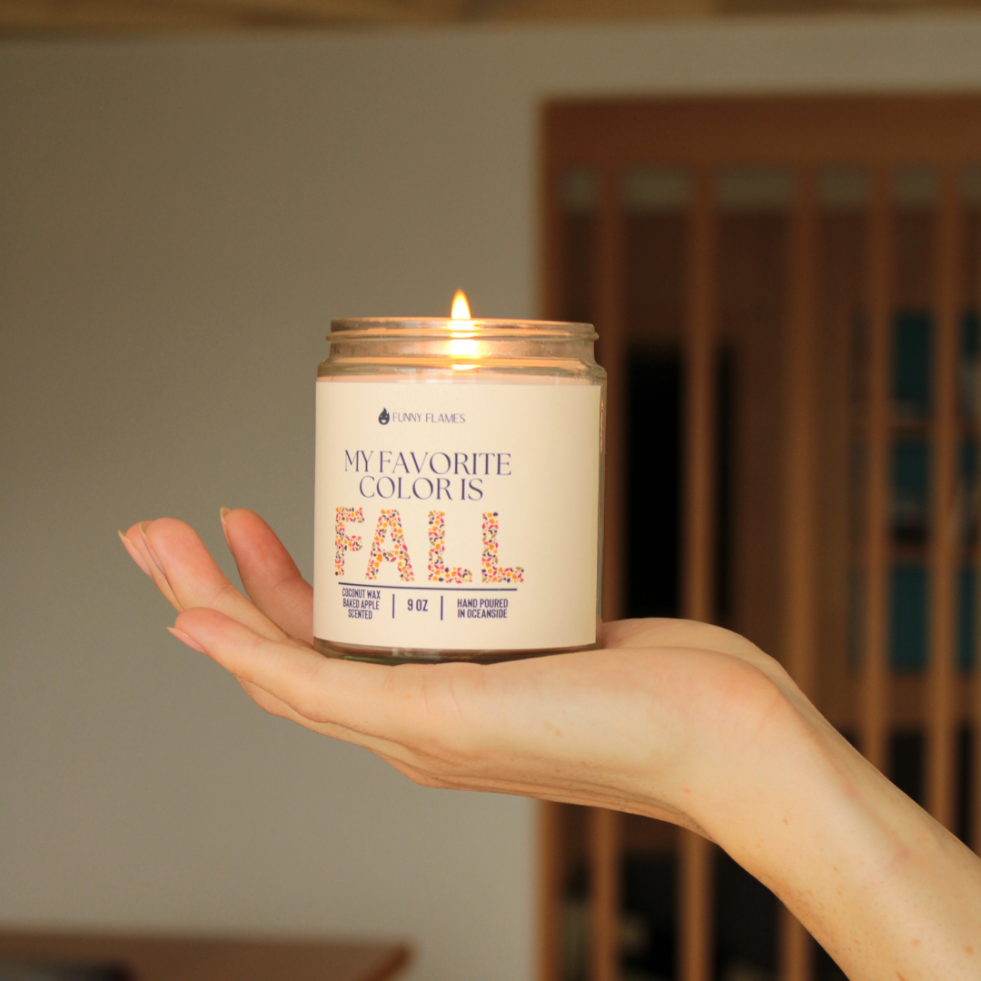 “My Favorite Color is Fall” Candle – Baked Apple Scented Autumn Décor