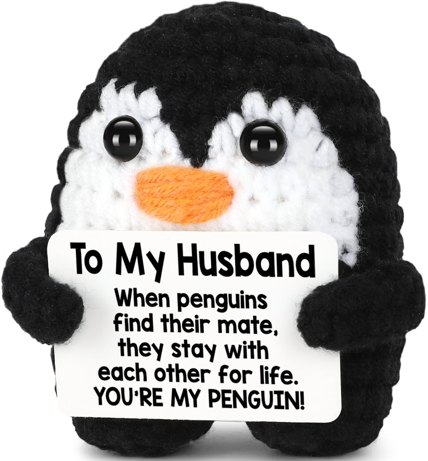 Gifts for Him Her Boyfriend Girlfriend, To My Love Handmade Crochet Penguin Present, Wedding Anniversary Birthday Gift for Women Men, Romantic Christmas I Love You Gift for Couples Wife Husband