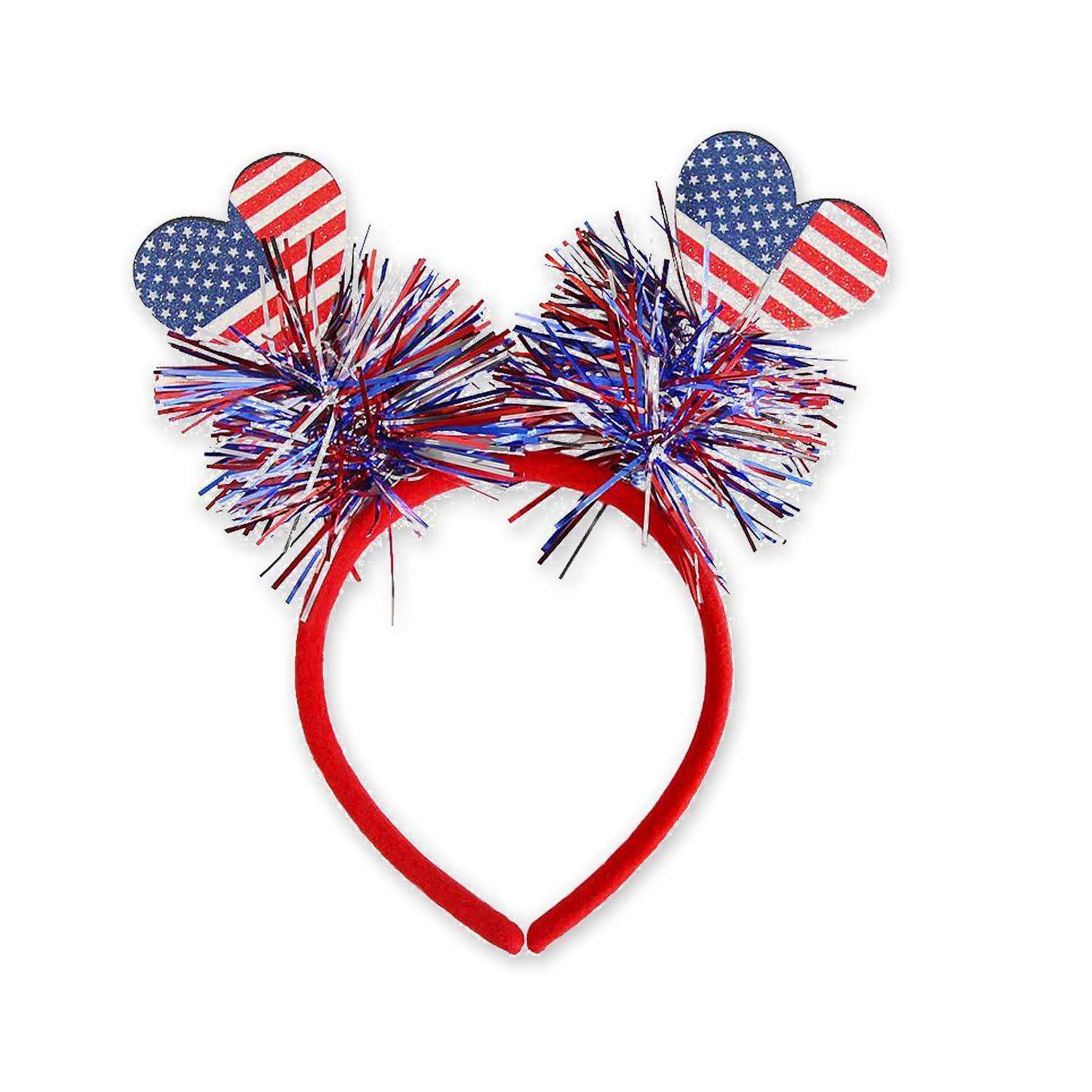 4th of July Headband Independence Day Hair Accessories Patriotic Party Hair Supplies USA Flag Star Design Blue Red Ribbon Stars Hair Decoration Cute Hair Hoop for Women Girls Kids 1 Pcs