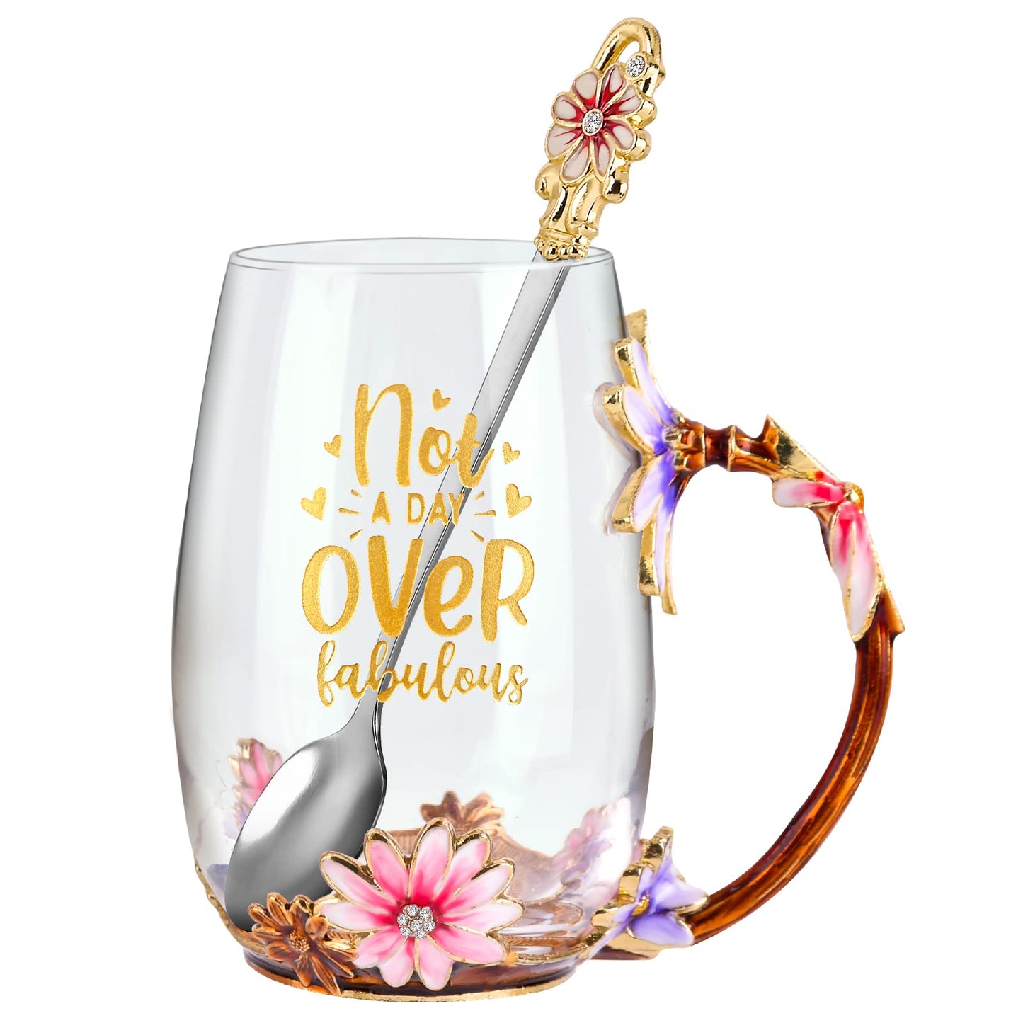 OEAGO Gifts for Mom Women Stocking Stuffers for Women Christmas Glass Coffee Enamels Mug Valentines Gifts for Her Girlfriend Wife Best Birthday Valentine's Mothers Day from Daughter Son Tea Cup