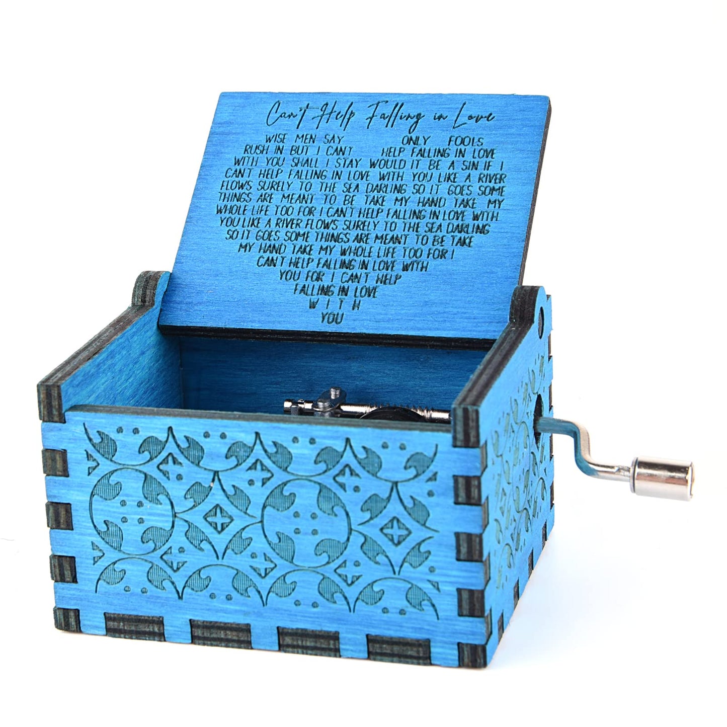 Can't Help Falling in Love Wood Music Box, Antique Engraved Musical Boxes Case for Love One Wooden Music Box - Gifts for Lover, Boyfriend, Girlfriend, Husband, Wife (Black)