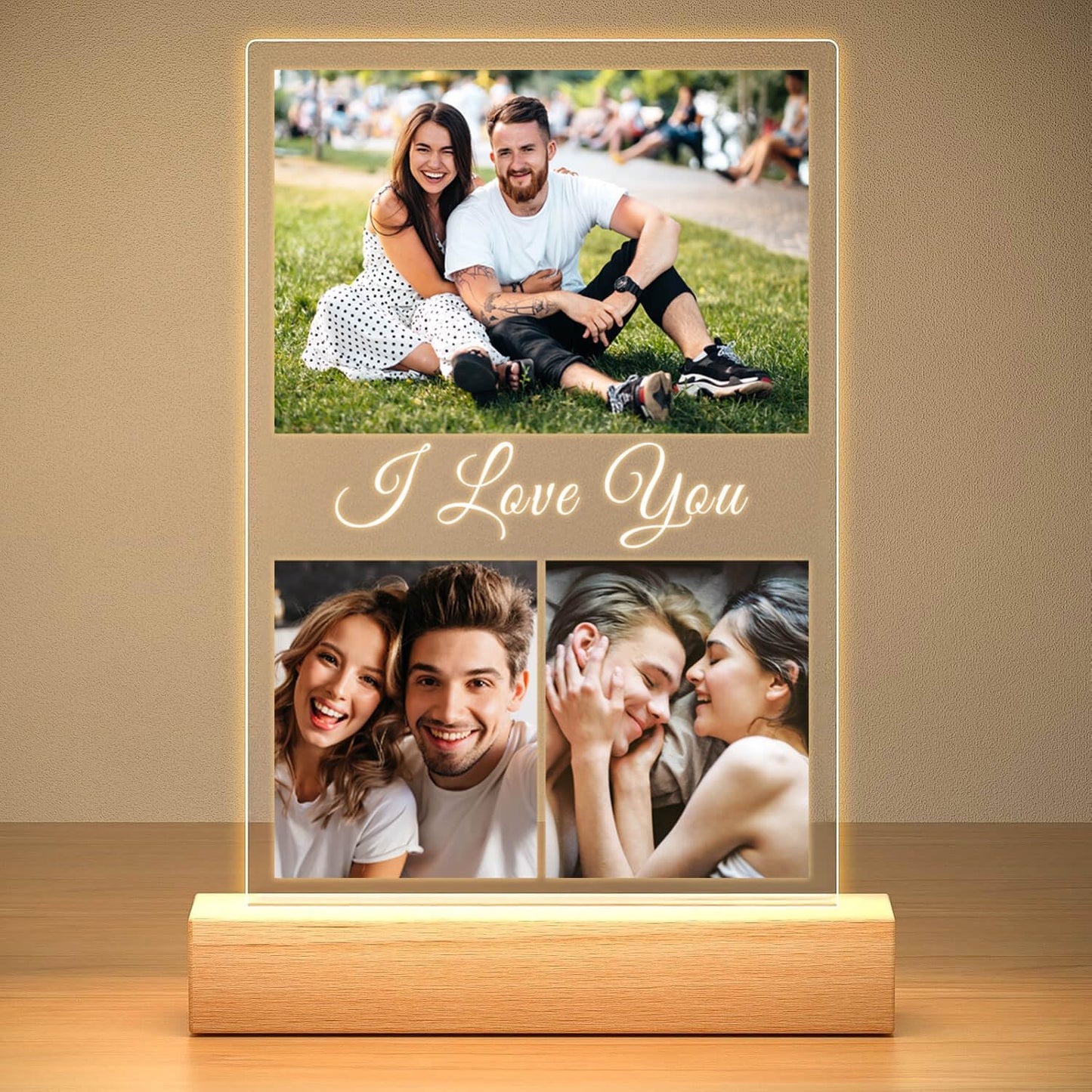 Custom Picture Frames with Photo, Personalized Photo Frame with Night Light, Customized Picture Frame, Personalized Anniversary Birthday Gifts for Women Men Her Him Girlfriend Boyfriend Couple