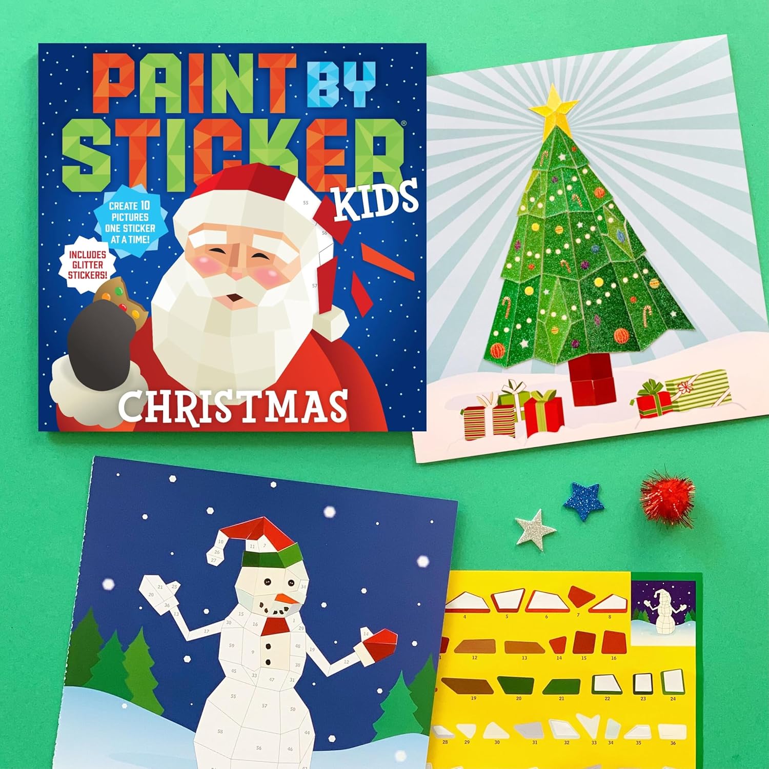 Paint by Sticker Kids: Christmas: Create 10 Pictures One Sticker at a Time! Includes Glitter Stickers