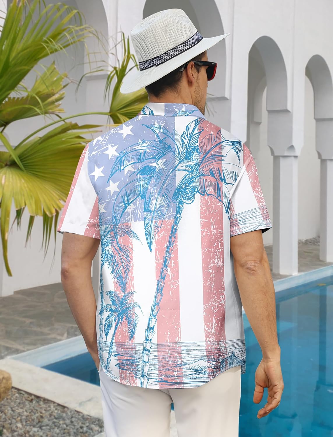 Hawaiian Shirt for Men Short Sleeves Tropical Printed Casual Button Down Summer Beach Floral Shirts