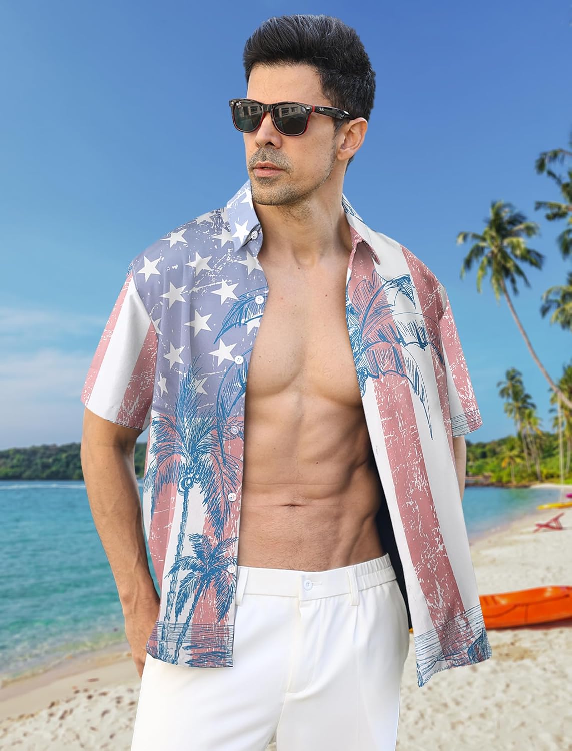 Hawaiian Shirt for Men Short Sleeves Tropical Printed Casual Button Down Summer Beach Floral Shirts