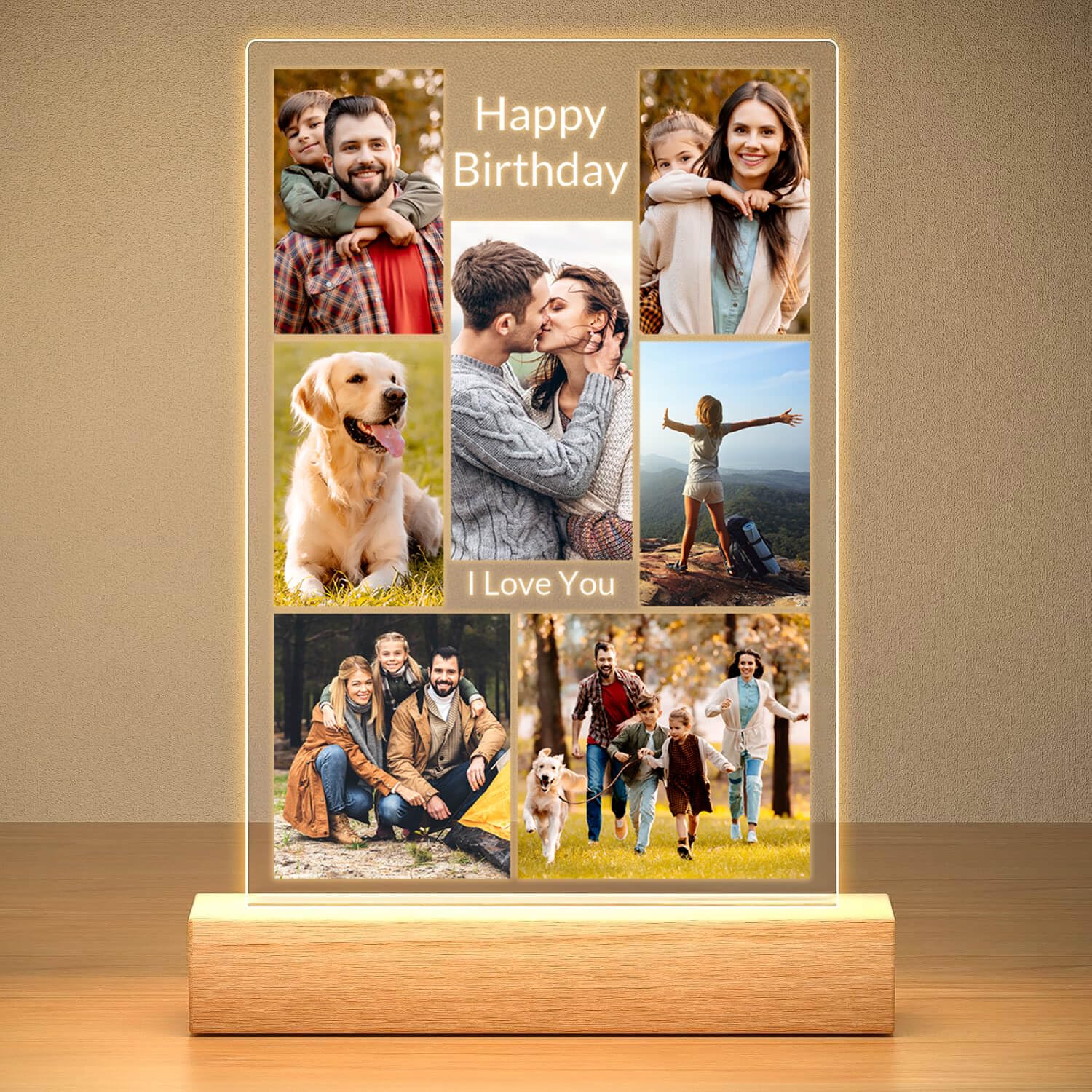 Custom Picture Frames with Photo, Personalized Photo Frame with Night Light, Customized Picture Frame, Personalized Anniversary Birthday Gifts for Women Men Her Him Girlfriend Boyfriend Couple