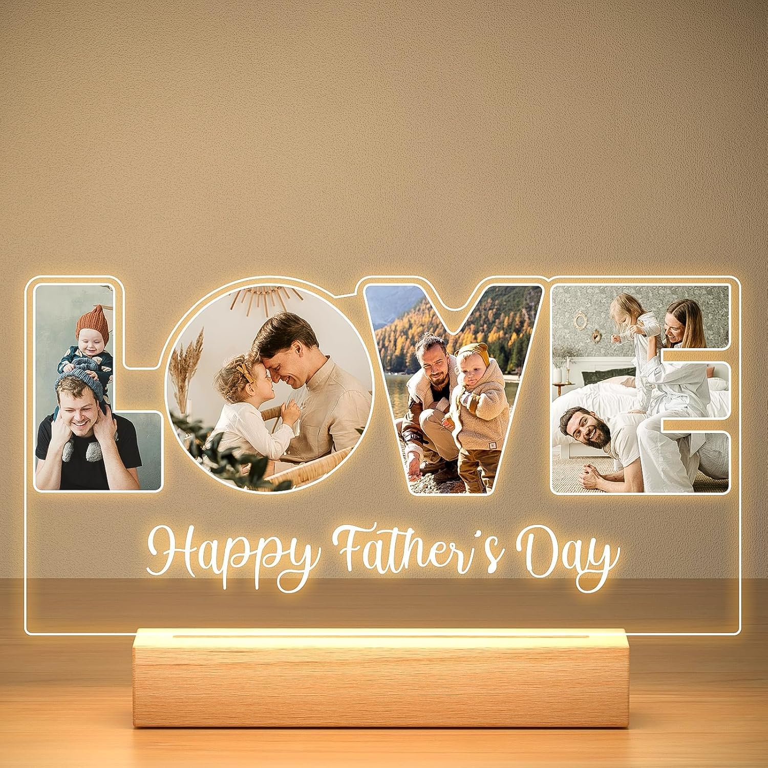 Custom Picture Frames with Photo, Personalized Photo Frame with Night Light, Customized Picture Frame, Personalized Anniversary Birthday Gifts for Women Men Her Him Girlfriend Boyfriend Couple