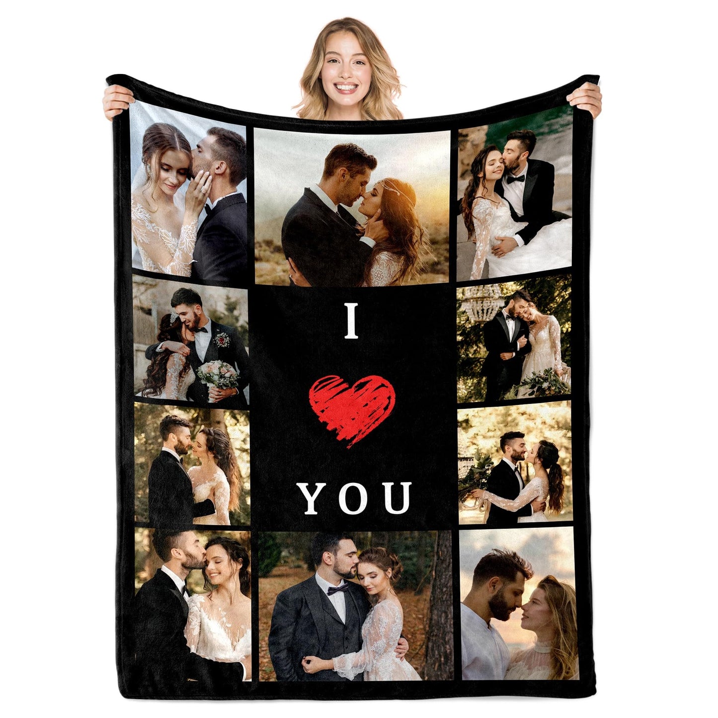 Ships Next Day Custom Photo Blanket for Valentine Day Personalized Thows Blanket with Picture Mothers Day Birthday Gift for Her/Him Customized Gifts for Girlfriend/Boyfriend - Printed in USA
