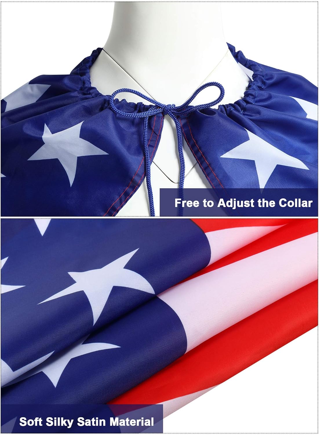 Frienda American Flag Costume Cape, Retro 80's American USA Sunglasses and USA Flag Headband for Independence Day Celebration