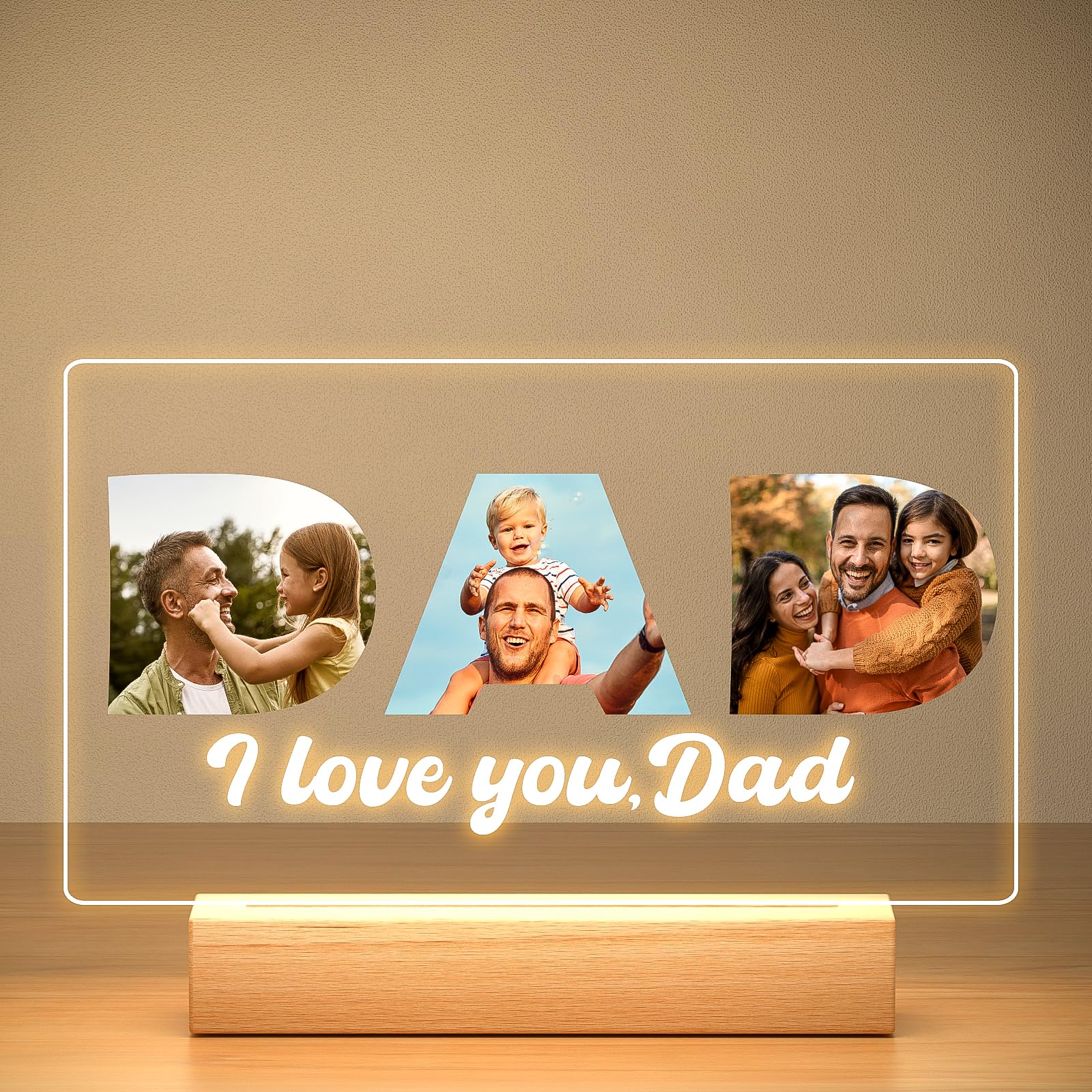 Custom Picture Frames with Photo, Personalized Photo Frame with Night Light, Customized Picture Frame, Personalized Anniversary Birthday Gifts for Women Men Her Him Girlfriend Boyfriend Couple