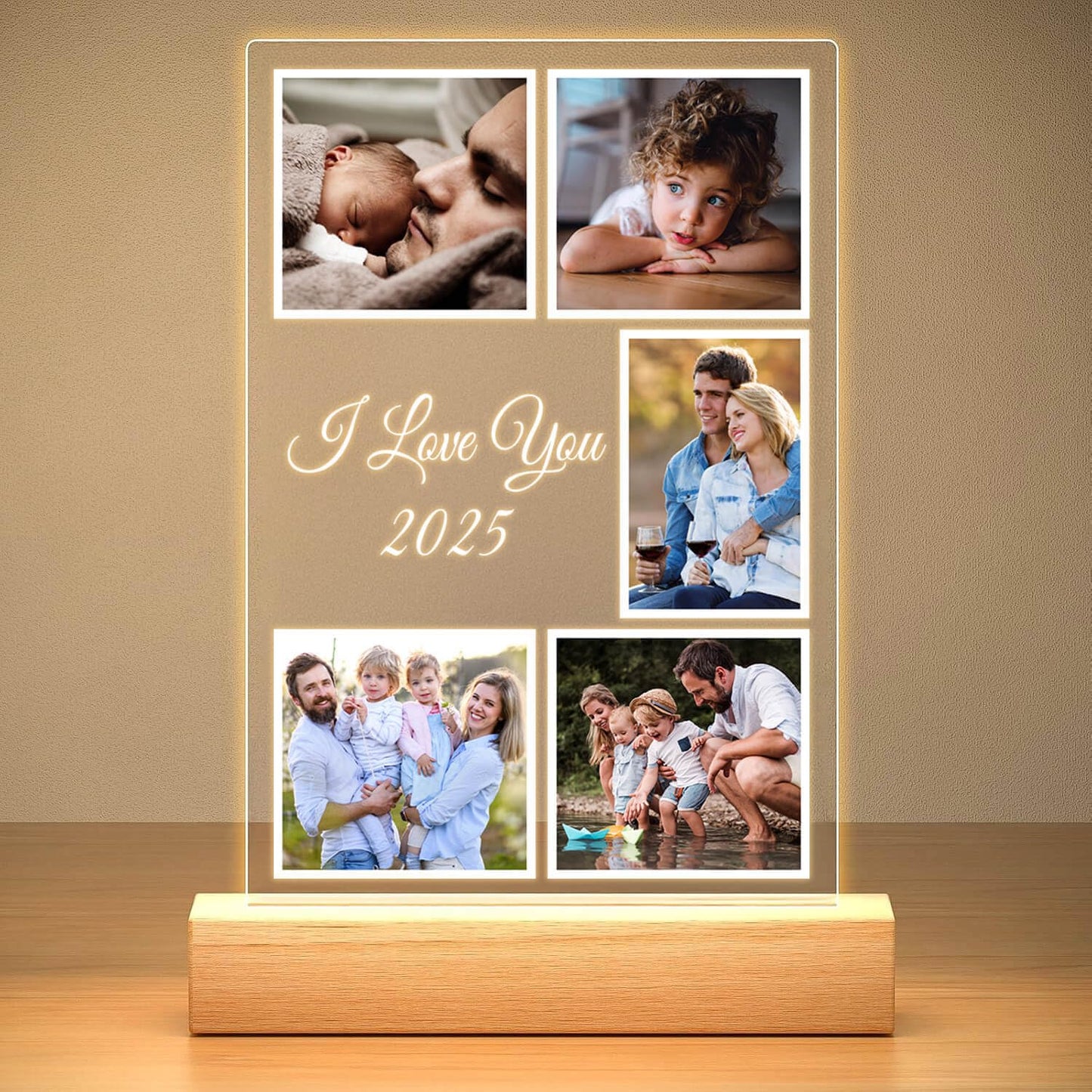Custom Picture Frames with Photo, Personalized Photo Frame with Night Light, Customized Picture Frame, Personalized Anniversary Birthday Gifts for Women Men Her Him Girlfriend Boyfriend Couple