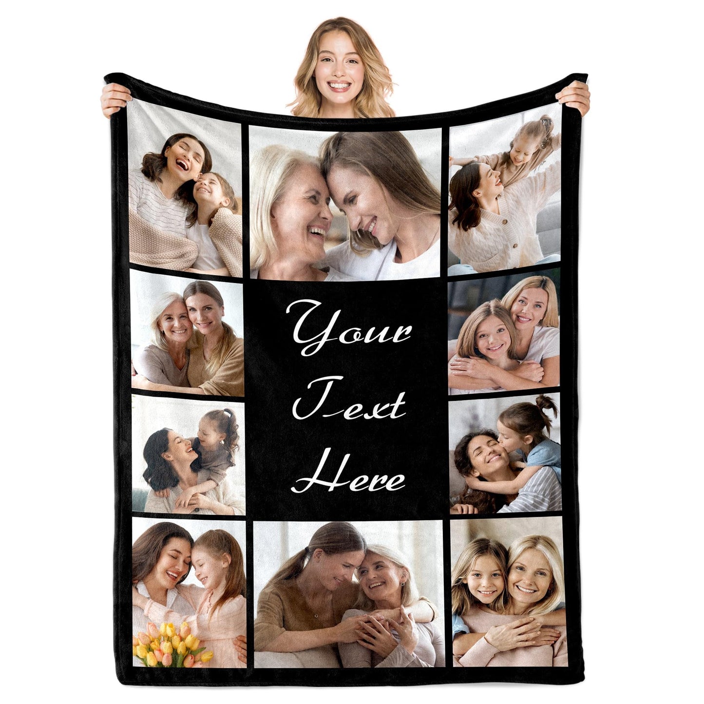 Ships Next Day Custom Photo Blanket for Valentine Day Personalized Thows Blanket with Picture Mothers Day Birthday Gift for Her/Him Customized Gifts for Girlfriend/Boyfriend - Printed in USA