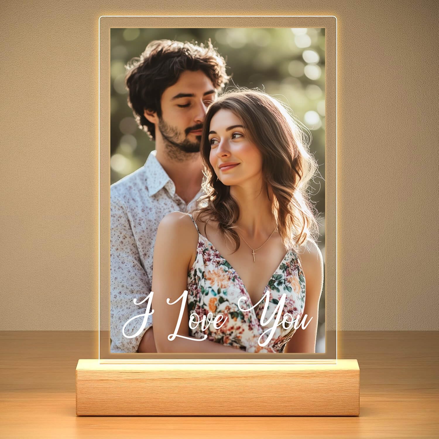 Custom Picture Frames with Photo, Personalized Photo Frame with Night Light, Customized Picture Frame, Personalized Anniversary Birthday Gifts for Women Men Her Him Girlfriend Boyfriend Couple