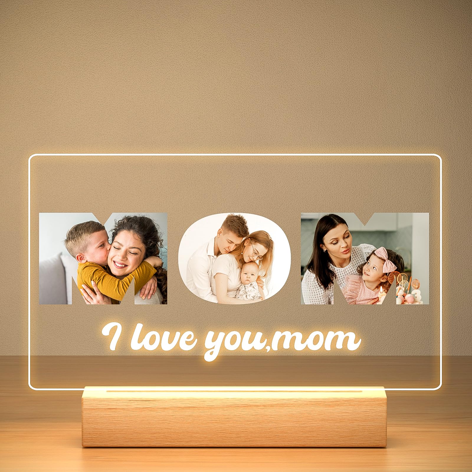 Custom Picture Frames with Photo, Personalized Photo Frame with Night Light, Customized Picture Frame, Personalized Anniversary Birthday Gifts for Women Men Her Him Girlfriend Boyfriend Couple