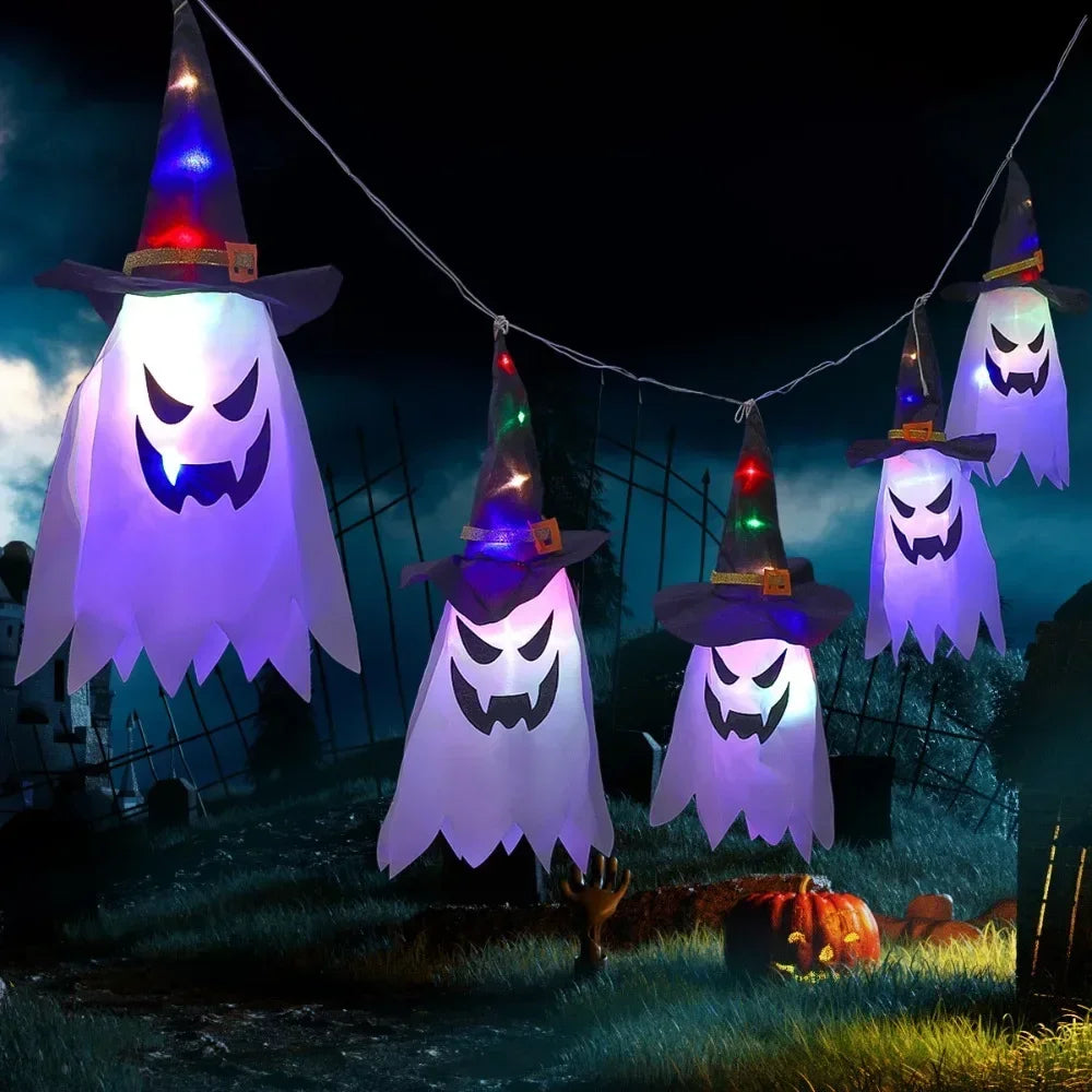 Light-Up Hanging Ghost Decorations – Spooky Halloween Indoor & Outdoor Party Décor