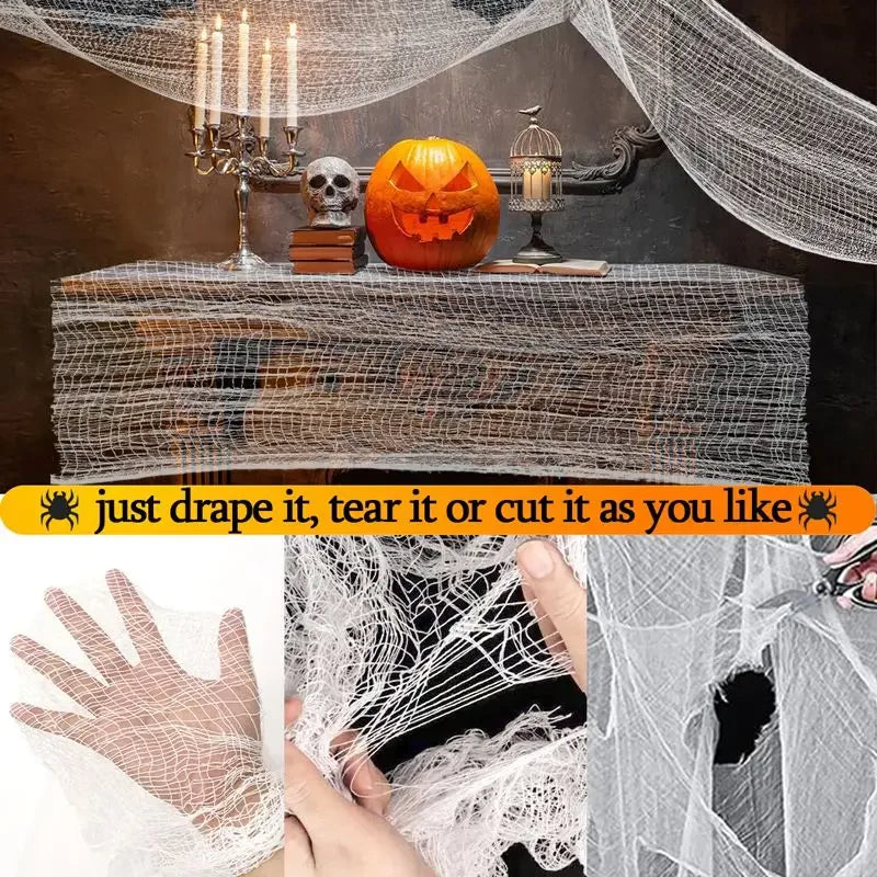 Horror Halloween Party Decoration Haunted Houses Doorway Outdoors Decorations White Creepy Cloth Scary Gauze Gothic Props
