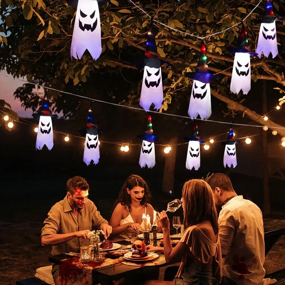 Light-Up Hanging Ghost Decorations – Spooky Halloween Indoor & Outdoor Party Décor
