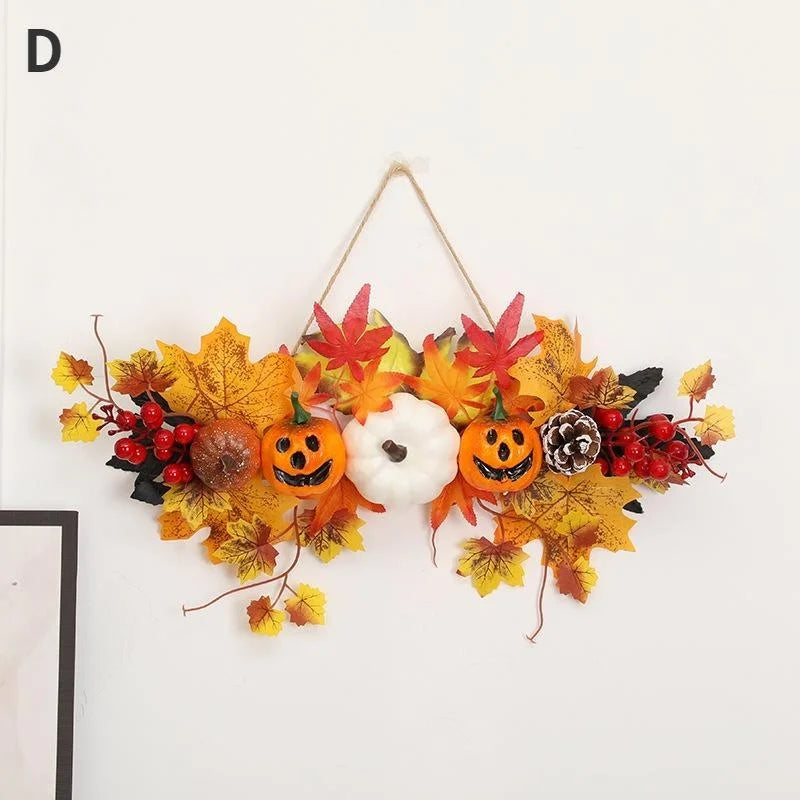 Halloween Decoration Maple Leaf Pumpkin Decorative Pendant Harvest Festival Wall Hanging Props Autumn Fall Decor