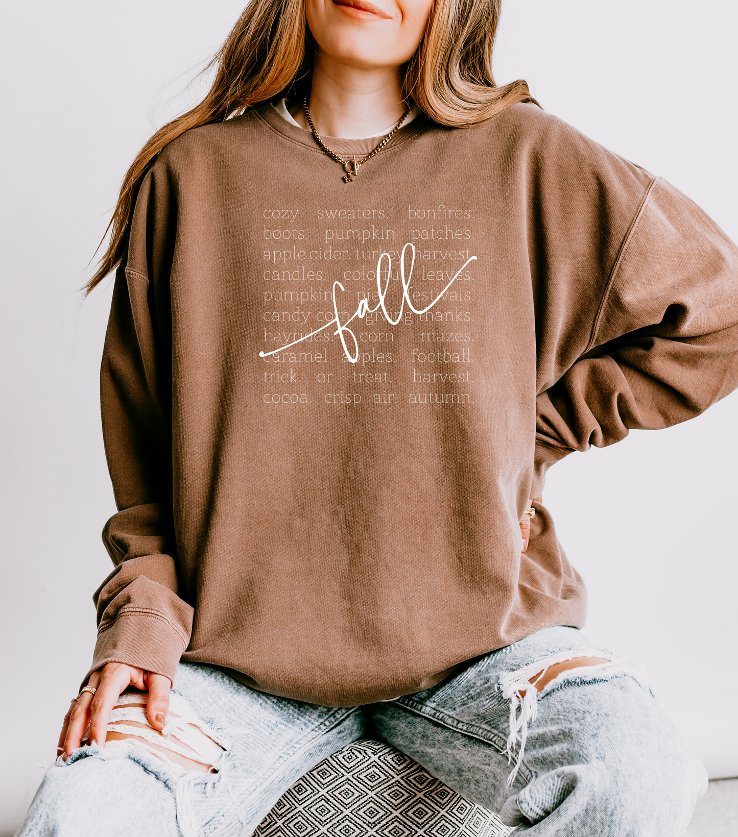 Cozy Fall Vibes Sweatshirt – Autumn Word Art Design