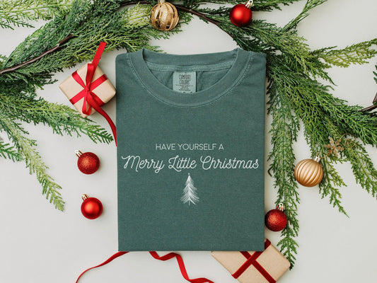 Holiday Graphic Tee – Comfort Colors “Have Yourself a Merry Little Christmas” Shirt