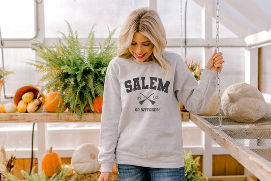 Salem “Go Witches” Varsity Sweatshirt – Spooky Season Pullover