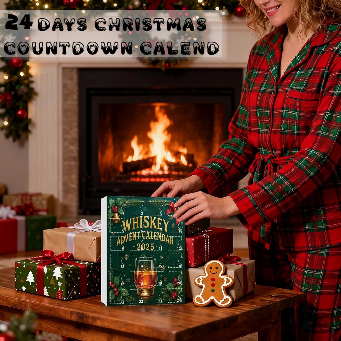 Whiskey Advent Calendar 2025,24 Days Christmas Count-down Calendar with 24 Premium Whiskey Pendants,Perfect Christmas and Holiday Gift for Husband, Dad, Boyfriend, Him(Green)