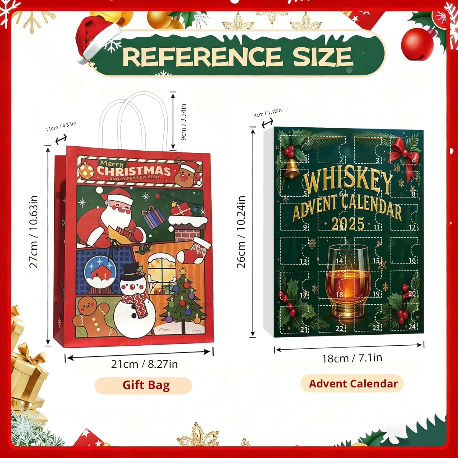Whiskey Advent Calendar 2025,24 Days Christmas Count-down Calendar with 24 Premium Whiskey Pendants,Perfect Christmas and Holiday Gift for Husband, Dad, Boyfriend, Him(Green)