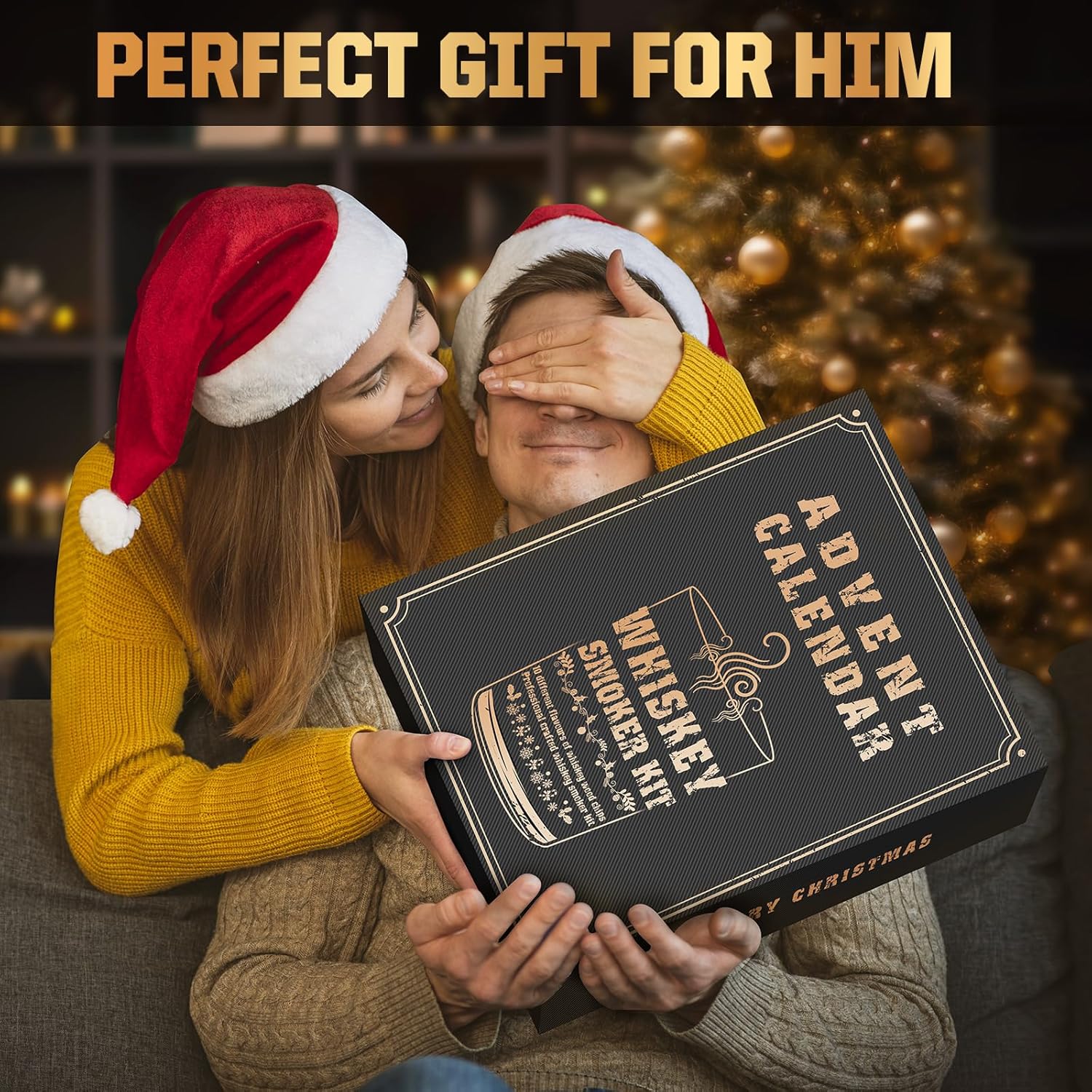 Whiskey Advent Calendar 2025 for Men, 24-Day Bourbon Smoker Infuser Kit for Cocktail and whisky Lovers, Perfect Christmas and Holiday Gift for Husband, Dad, Boyfriend, Him(NO BUTANE)