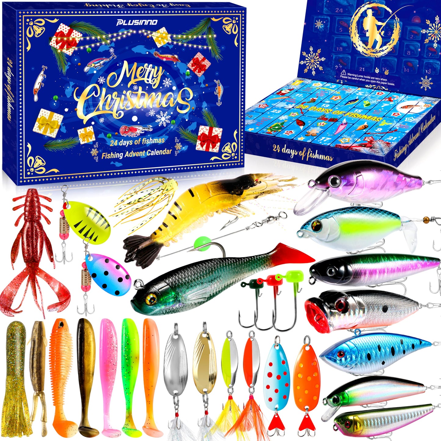 Advent Calendar 2025 Adult Fishing Advent Calendar Fishing Gifts For Men Teens Boys 24 Days Christmas Countdown Calendar Fishing Tackle Lures Gifts For Men
