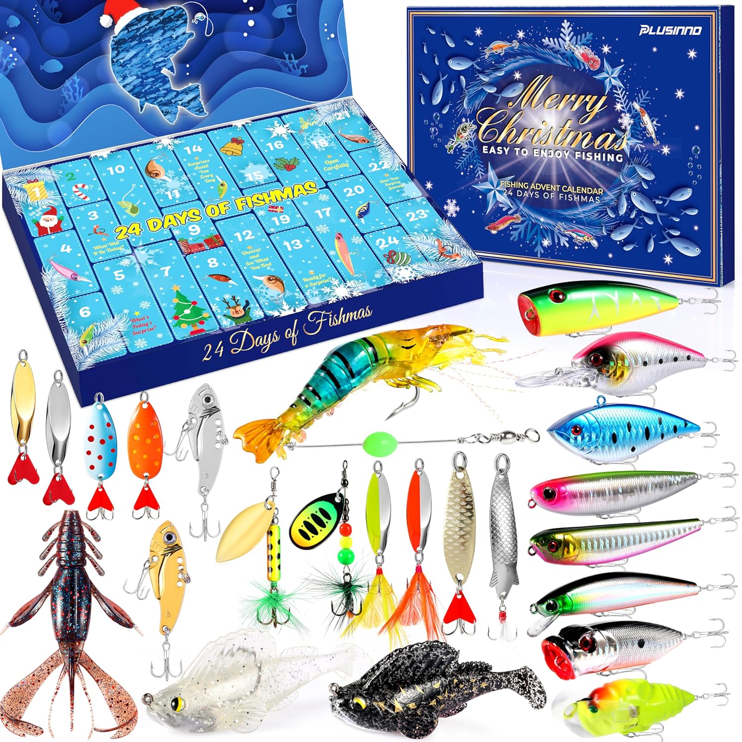 Advent Calendar 2025 Adult Fishing Advent Calendar Fishing Gifts For Men Teens Boys 24 Days Christmas Countdown Calendar Fishing Tackle Lures Gifts For Men