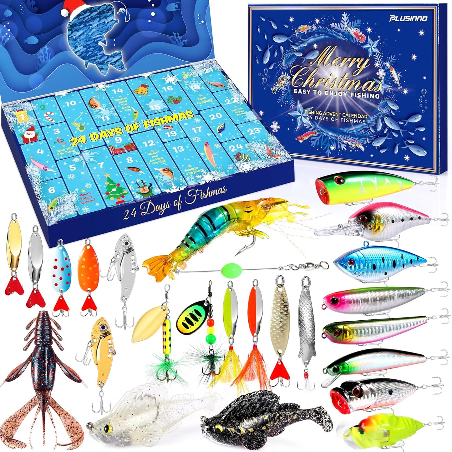 Advent Calendar 2025 Adult Fishing Advent Calendar Fishing Gifts For Men Teens Boys 24 Days Christmas Countdown Calendar Fishing Tackle Lures Gifts For Men